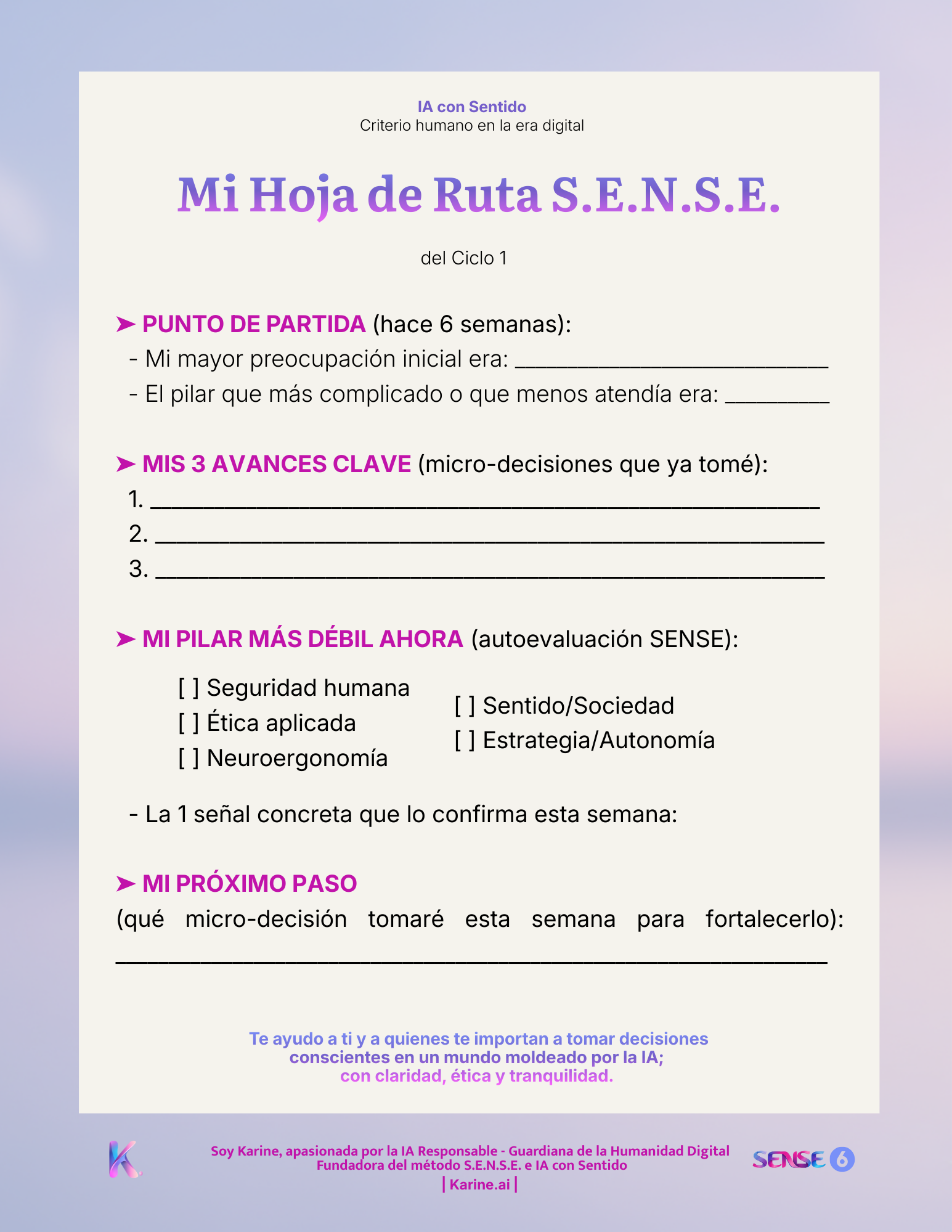 Hoja de Ruta SENSE Ciclo 1 — implementación del método SENSE
