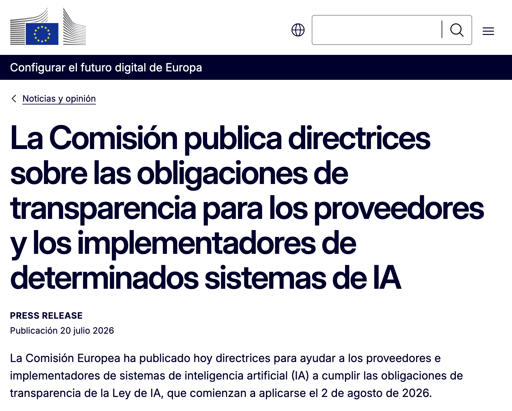 Persona interactuando con una pantalla que muestra un aviso de transparencia de IA