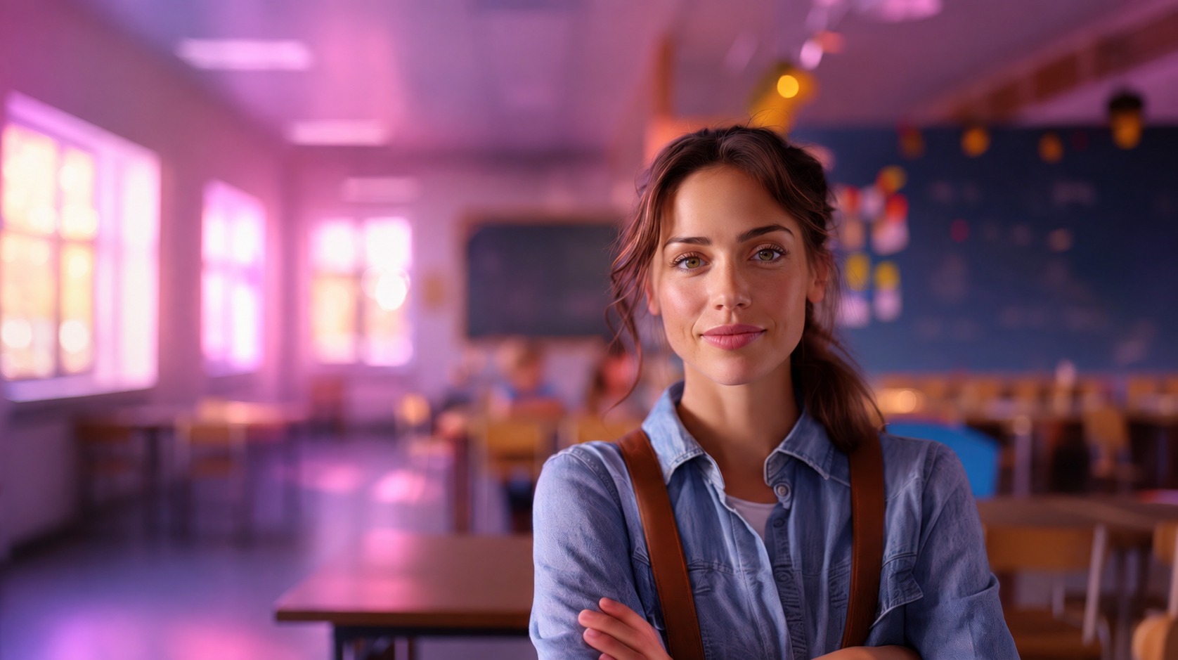 Una madre y su hija caminando hacia la escuela, conversando sobre el uso de la inteligencia artificial